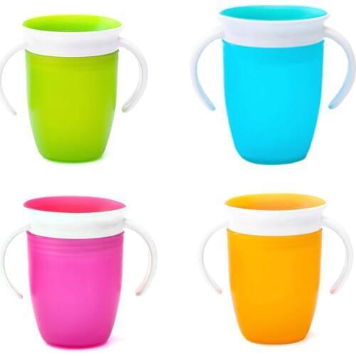 2019 Trainer Plastic Cup Toddler Training Cup 240ml Drinking Anti Spill Kids Chew Proof 360 Degree Sippy Miracle For Babys