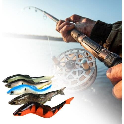 5Pcs/Set 12.7g Soft Bait Bright Painting 3D Eyes PVC 5 Colors Noctilucent Bait for Freshwater