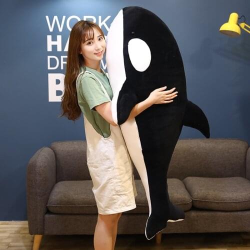 60/80/100cm Giant Soft Killer Whale Toys Stuffed Sea Animals Black Red Shark Toys Doll Pillow For Children Kids Christmas Gifts