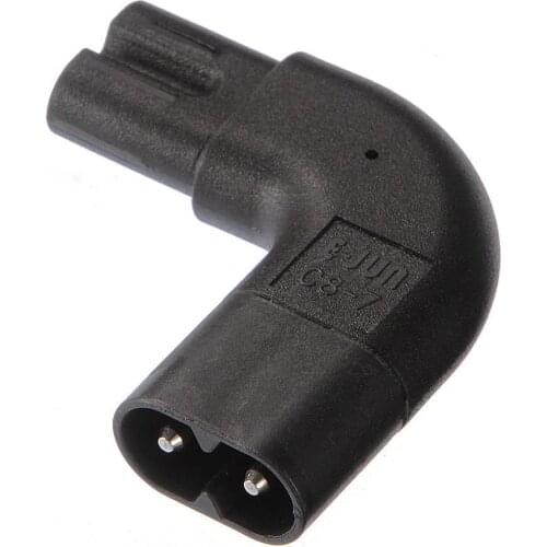 IEC320-C8 Male to C7 Female 90 Degree Angle Sided Angled Power Adapter 110-250 V