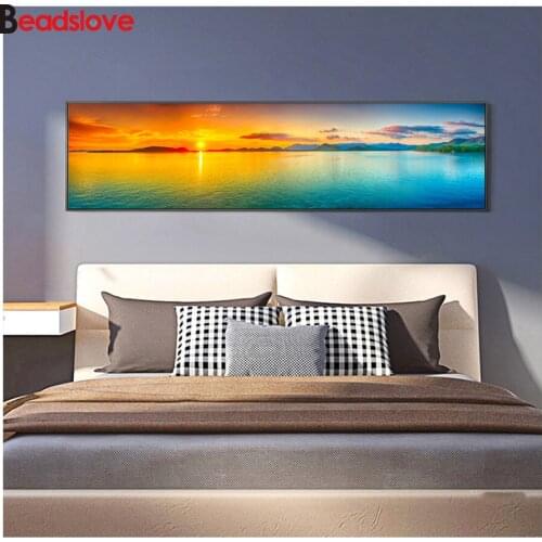 Full Square Round Drill 5D DIY Diamond Painting Nordic Blue Sky Sunsets Natural Landscape 3D Embroidery Cross Stitch Mosaic