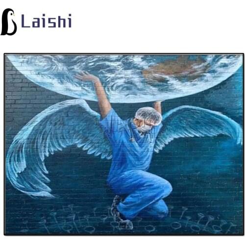 Full square diamond painting Angels in white hold up the earth diamond embroidery 5D rhinestone Creative arts diamond inlaid