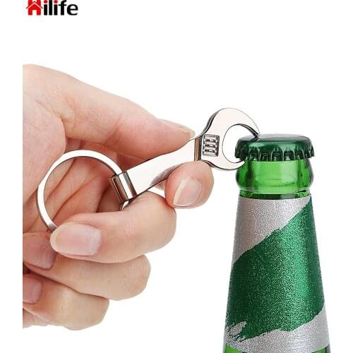 Eco-friendly Silver Metal Wrench Key Chain Keyring Beer Bottle Opener Small Spanner Creative Hotel Restaurant Wedding