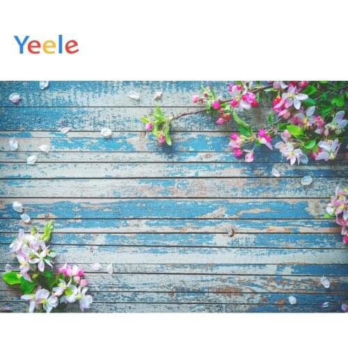 Yeele Blue Wooden Board Plank Grunge Flowers Portrait Photography Backgrounds Customized Photographic Backdrops for Photo Studio