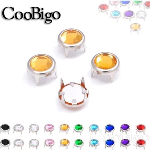 Rhinestone Studs Rivet Crystal Spikes Nailhead Round Inlay Jeans Leather Crafts Punk Hat Bag Shoes Parts Garment Colorful 200pcs
