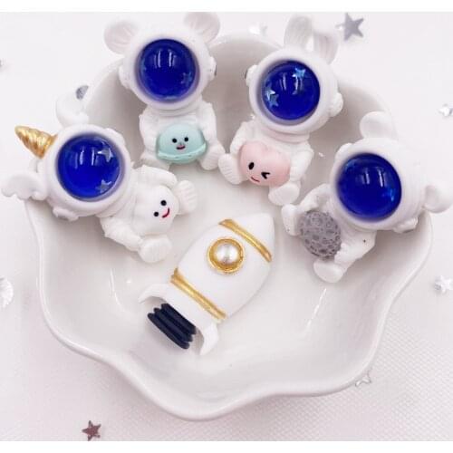 Colorful Resin Rocket Space Series Aerospace Anime Flatback Rhinestone Cabochon Scrapbook Craft DIY Accessory Decor Figurine