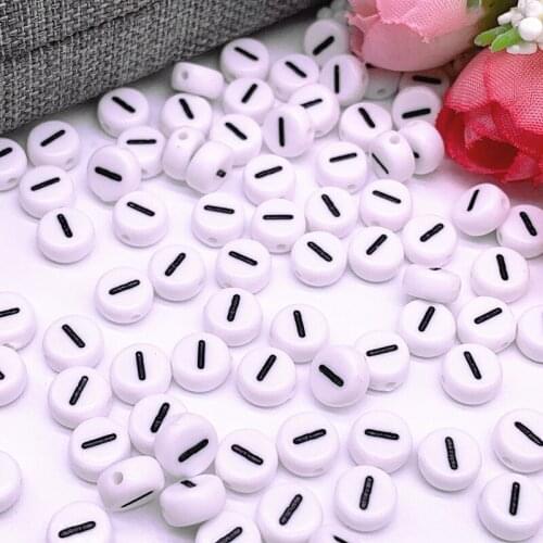 100pcs/lot 7x4mm "1" White Round Numbers Acrylic Loose Spacer Beads for Jewelry Making DIY Bracelet Accessories