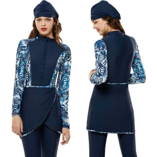 Burkini Muslim Swimwear Islamico Women Modest Hijab Swimming Bathing Suit Coverage Ladies 4 Pieces Swimsuit Separate Beachwear