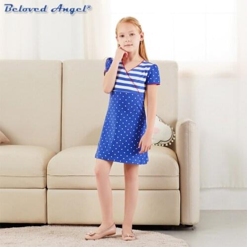 Beloved Angel Summer Girls Dresses Stripe Cute Kids Party for Girls Princess Dress Tops Children Costume Clothes 3-8years