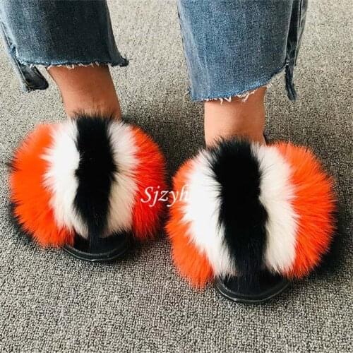 Summer Womens Fluffy Fur Slippers Childrens Furry Flip Flops Ladies Amazing Plush Fur Shoes Female Designer Slides Fur Sandals