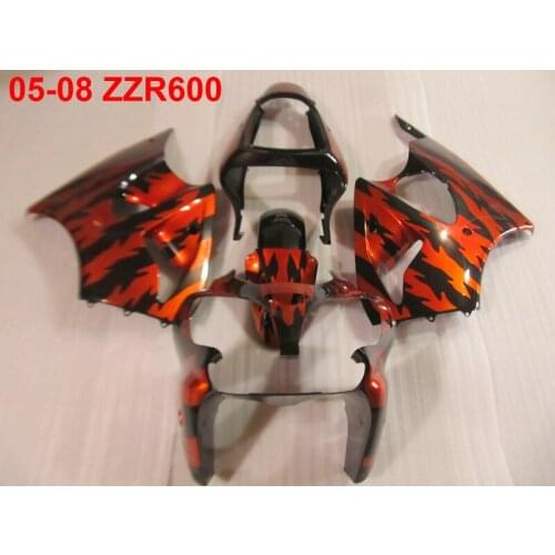 Injection mold 100% fit for Kawasaki Ninja ZZR600 05 06 07 08 red black fairings set ZZR600 2005-2008 TW14