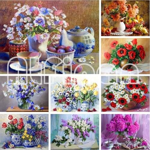 DIY 5D Diamond Painting Cross Stitch Kit Beautiful Flower Mosaic Art Painting Rhinestone Embroidery Decorative Painting