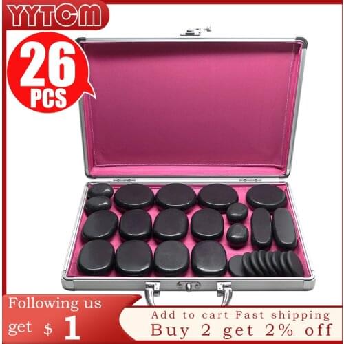 Tontin Hot Stone Massage Set Heater Box Relieve Stress Back Pain Health Care Lava Basalt round massage tool Stones for Health