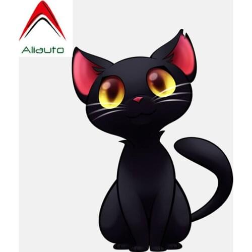 Aliauto Personality Lovely Car Sticker Witch Cat Halloween PVC Decorative Waterproof Sunscreen Anti-UV Decal,12cm*16cm
