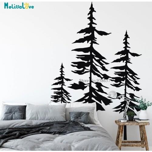 Forest Pine Tree Decal Nature Landscape Woodland Nursery Living Room Home Mural Decor Removable Vinyl Wall Sticker BD577