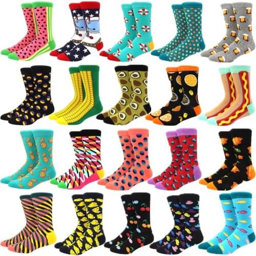 Men socks cotton funny socks for man women novelty casual dressing color crew socks for happy wedding accessories gift