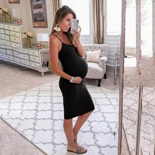 2020 New Womens Maternity Tank Dress Pure Color Sleeveless Fitness Bodycon Dress Ladies Casual Sundress Plus Size S-2XL