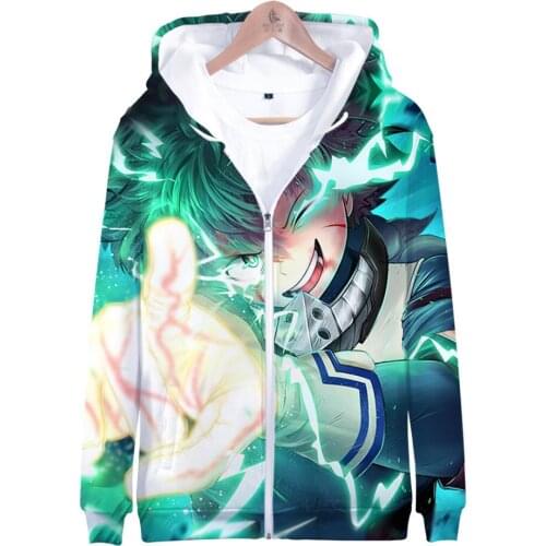 2021 New 3D Print My Hero Academia Men/Women hoodies zipper Hot Fashion Sweatshirt Casual Zipper Sweatshirt Boys Girls Clothes