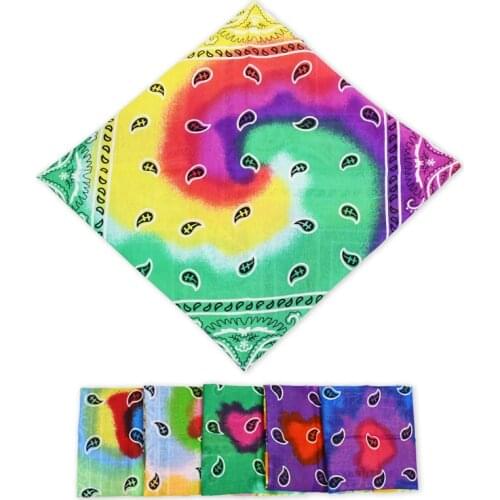 Novelty Tie Dye Bandanas Cotton Paisley Cowboy Bandanas Scarfs Headband for Men and Women hair Handkerchief pañuelo cabeza