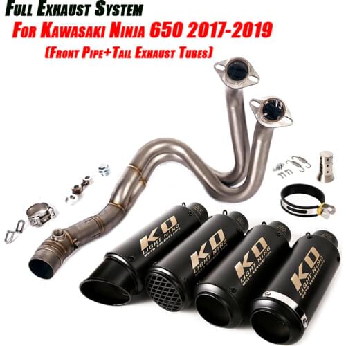 Motorcycle Front Middle Link Pipe Connect Exhaust Muffler Tube Lossless Replace for Kawasaki Ninja 650 2017-2019 Full Set SysteM