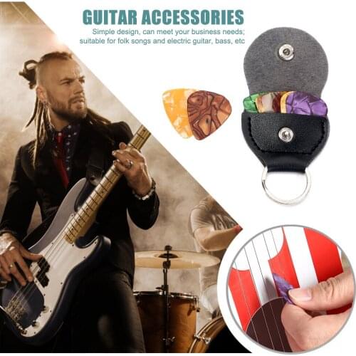 Portable Guitar Pick Holder Guitar Accessories Lightweight Leather Guitar Plectrum Case Bag Portable Music Elements