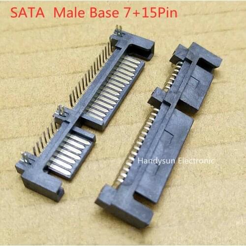 SATA Hard Disk Interface Socket 7+15Pin Male Base 90 Degree Plug-in Bend Pin Connector Interface Socket