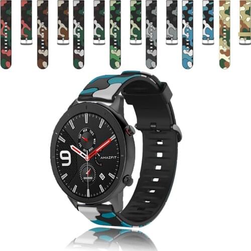 For Xiaomi Huami Amazfit GTR 47/Haylou Solar LS05 Sport Smart Wristband bracelet Camouflage Pattern Watchband 22mm Watch strap