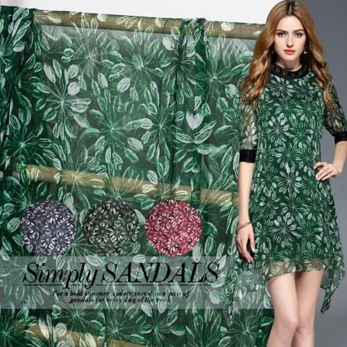 White waxberry 5momme Digital Printed Crinkle Chiffon 100% Silk Materials Summer Dress DIY clothes fabrics Freeshipping