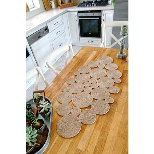 Olva Straw Rope Table Cloth/Runner 100x45cm Natural Burlap Fabric Runner, Soft Ribbon Edging, INSTANT RUSTIC SOPHISTICATION