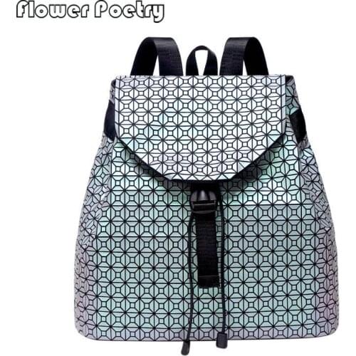 Luminous Backpacks Women Set Rucksack Female Pu Shoulder Backpack School For Teenage Girls Holographic Travel Backbag Purse 2021