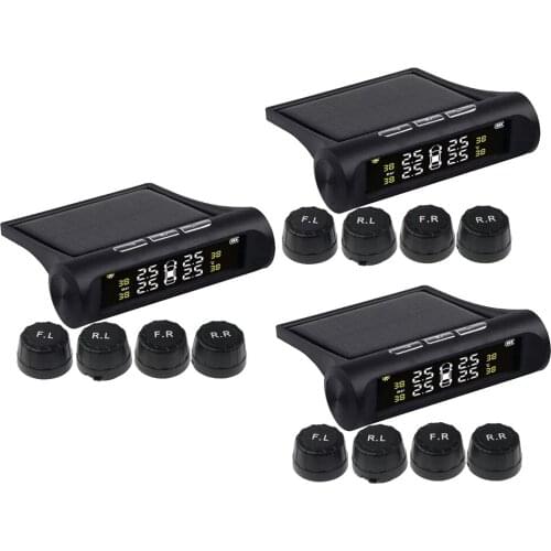 3x Car TPMS Tire Pressure Alarm Monitor System Solar Powered External Sensor
