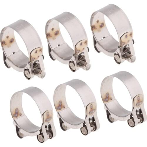 6 Pieces Motorbike Exhaust Clamp Clip Stainless Steel Muffler Silencer Clamp