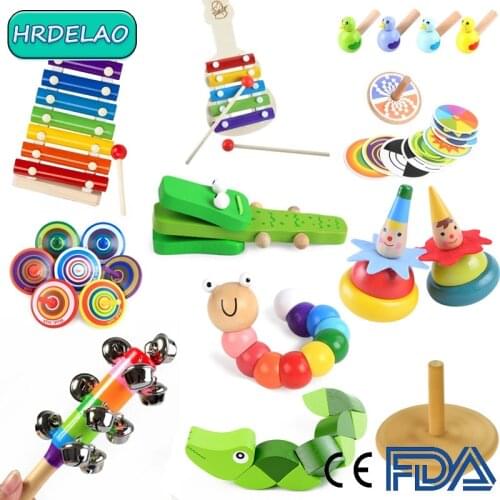 1Pcs Baby Rattle Music Clap Board Educational Toy Wooden Toy Montessori 3D Hand Bell Early Learning Geometry Montessori Toy Gift
