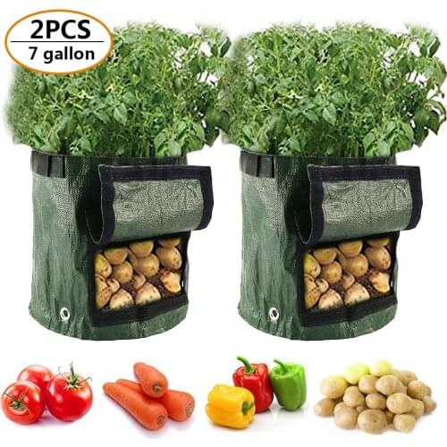 2pcs Plant Grow Bags Home Garden Potato Pot Greenhouse Vegetable Growing Bags Moisturizing Jardin Vertical Garden Bag Tools