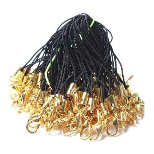200pcs Silver tone/Antique Bronze/Golden Holding Cell Phone Black Strap Lariat Lanyard,Silver tone Lobster Clasp,DIY Accessory