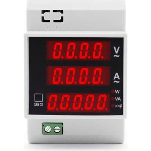 2020 New Digital Energy Meter Din Rail w Active Power Factor AC Ammeter Voltmeter 100A