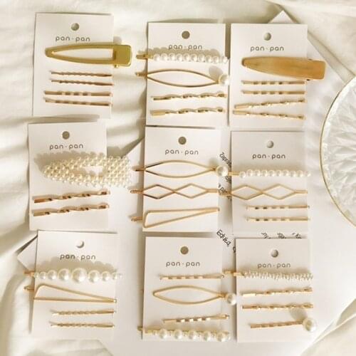 3Pcs/Set Fashion Pearl Metal Hair Clip Hairband Comb Bobby Pin Barrette Hairpin Headdress Hair Accessories Jewelry Gifts