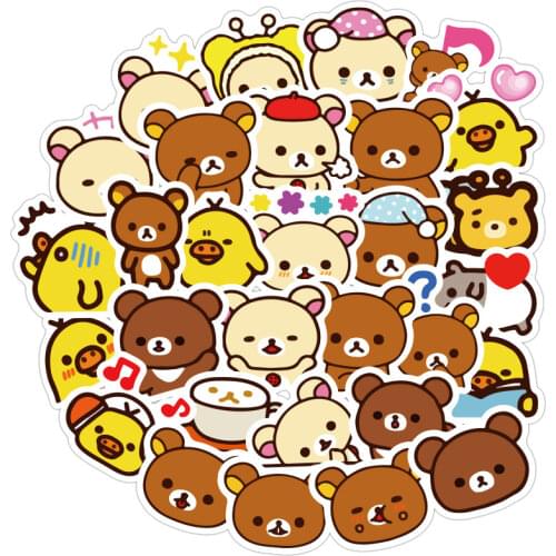 Kawaii Rilakkuma Bear Cute Cartoon Waterproof PVC Stationery Stickers Scrapbooking DIY Diary Luggage Album Stick Label