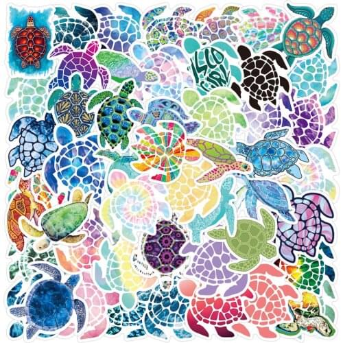 50PCS Lovely Colorful Sea Turtle Little Sticker for Wall Case Luggage Laptop Skateboard Motorcycle Bicycle Decal