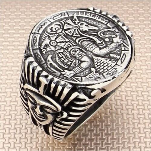 925 Sterling Silver Egyptian Warrior Model Without Stone Mens Ring Exclusive Chic Accessory for Men Special Ring