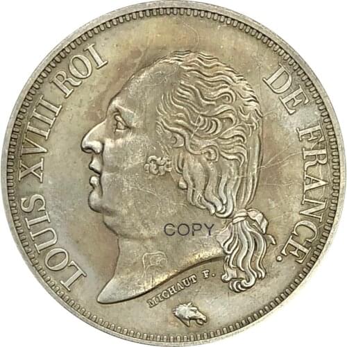 Aliexpress france France Louis XVIII Head 1823 L 5 Francs Brass Plated Silver Copy Coin
