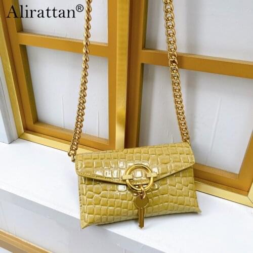 Alirattan Trendy New Crocodile Pattern Crossbody Bag For Women 2021 Fashion Design Lady Chain Shoulder Bag Vintage Purse
