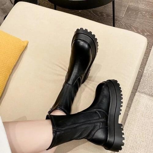 Autumn Shoes Women Boots Round Toe Flats Black Colorful Leather Platform Boots for Women Snow Boots Women Winter New Botas Mujer