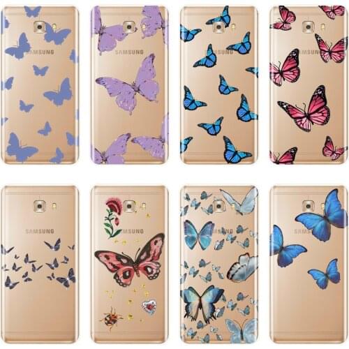 Butterfly Pretty Aesthetic Silicone Phone Case For Samsung Galaxy C5 C7 C9 Pro Soft Back Cover For Samsung Galaxy C5 C7 C8 Case