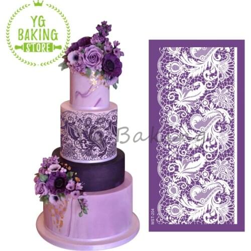 Flower Pattern Cake Stencil Mesh Stencil For Wedding Decoration Fabric Lace Side Cake Decorating Supplies Bakeware Kitchen Tools