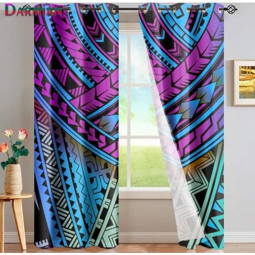 DARMIAN Gradient Style Polynesian Tribal Design Home Window Decoration Modern European Blackout Curtains Soundproof Curtains New
