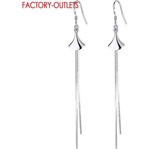 Long Tassel Small Skirt Shape Charm Drop Earrings Real 925 Sterling Silver Long Chain Dangle Earring For Women Jewelry Gift