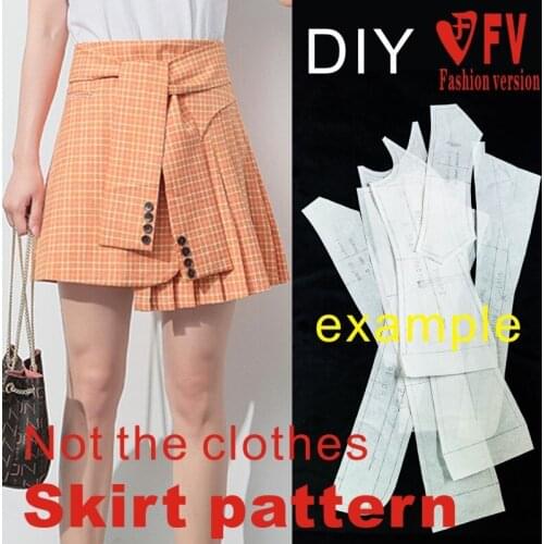 Cutting drawing female soil plaid short skirt skirt clothing design drawing 1:1 physical pattern BBQ-51