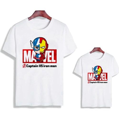 Captain Vison Man Family Matching Clothes Summer Short Sleeve O-neck Father Son Mother Daughter Family Look Tee Family Clothes