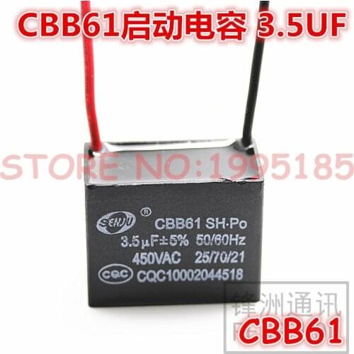 5Pcs/Lot CBB61+-5% 3.5uF 450V/AC CBB Capacitors The Fan Start Capacitor Motor Start Capacitor